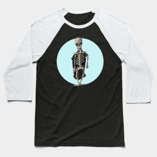 Halloween, Trick or Treat Mr. Bones Skeleton - Pale Blue and Black Baseball T-Shirt